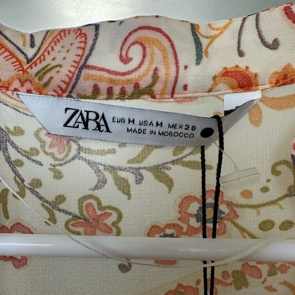 NWT Zara Printed Multicolored Floral Belted Shirt Dress Size medium - Picture 2 of 6